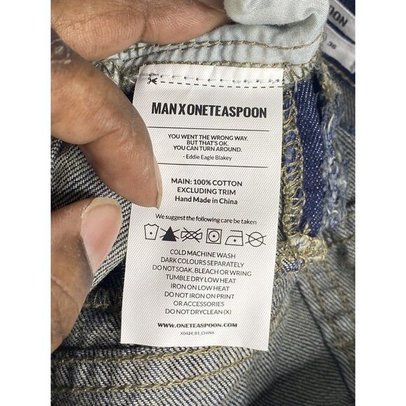 Man x One Teaspoon Cowboy Mr Golds Relaxed Tapered Jeans Size 32R - Picture 8 of 9